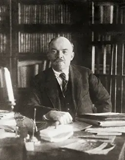 Dictatorship Prints: Vladimir Ilich Lenin Sitting at Desk