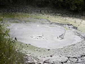 Volcanic, bubbling mud pool with mineral-rich mud, Las Pailas, Ricon de la Vieja National Park, Province of Guanacaste