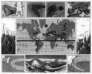 Volcanic and Hurricane Charts; Craters; and Antarctica Engraving