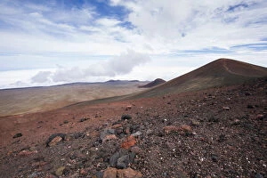 Volcanic rock formations and volcanic calderas on top of Mauna Kea, Hawaii, USA