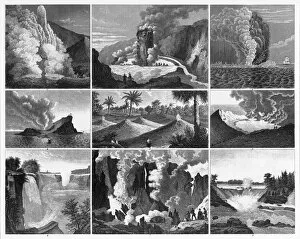 Images Dated 2nd June 2015: Volcanoes, Geysers and Water Falls Engraving