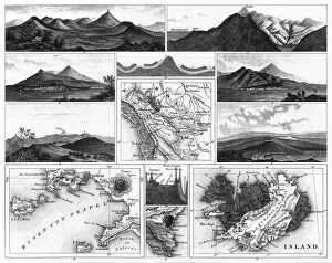 Volcano Collection: Volcanoes and Volcanic Formations and Stratification Engraving