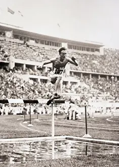 Runner Prints: Volmari Iso-Hollo Hurdling in the 3000-Meter Steeplechase