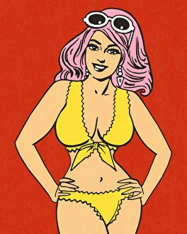 Csa Printstock Collection: Voluptuous Woman Wearing a Bikini