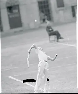 Von Cramm Serving Tennis Ball