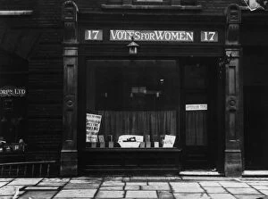 Women's Suffragettes Collection: Votes For Women; A suffragette tea shop at 17, Tothill Street in Westminster
