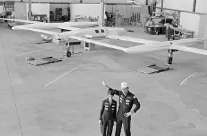Voyager Airplane Test Pilots Acknowledging the Press