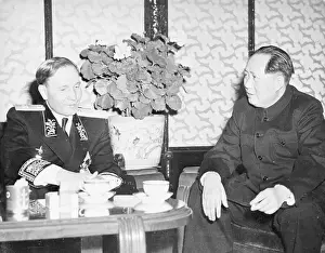 V.V. Kuznetsov Seated With Mao Tse-Tung