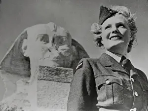 Military Personnel Prints: WAAF Standing by Sphinx