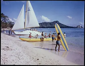 Honolulu Prints: Waikiki Beach