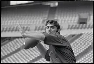 Warm Up Exercise Prints: Waist-Up Joe Namath Works Out W/Football