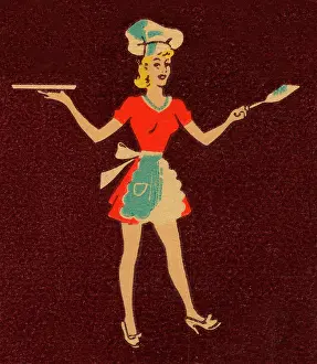 4 21 16 Heimann Prints: Waitress in chef's hat