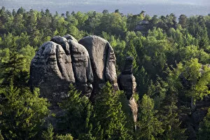 Waldfelsen rocks from Carola rocks near the Affensteine rocks, Elbe Sandstone Mountains, Saxony, Germany, Europe