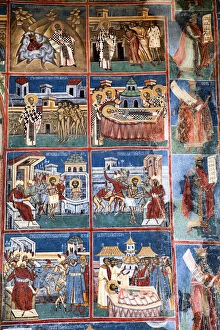 Images Dated 10th April 2015: Detail from a wall of painted Voronet Monastery