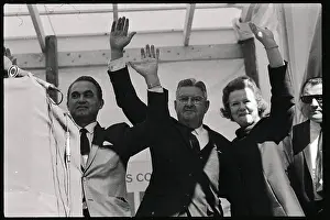 Wallace Prints: Wallace and LeMay Waving to Crowd