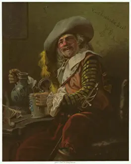 Beer Stein Prints: Wallenstein lansquenet, painted by Wilhelm Camphausen (1818-1885), chromolithograph