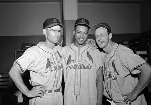 Wally Moon, Brooks Lawrence and Stan Musial in Locker Room