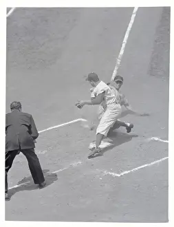Wally Moon Crashing into Tommy Lasorda at Home Base