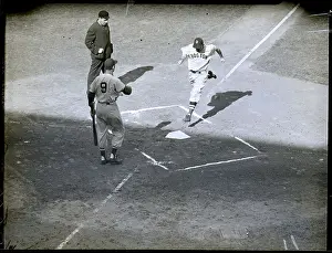 Ted Williams Prints: Wally Moses Crosses Homeplate, T. Williams