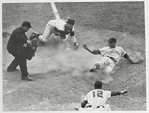 Wally Post Sliding Into Home Base
