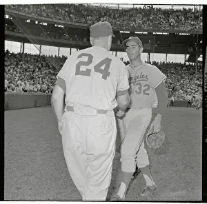 Walt Alston Shaking Sandy Koufax's Hand