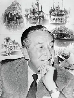 Disneyland Prints: Walt Disney with Disneyland Scenes