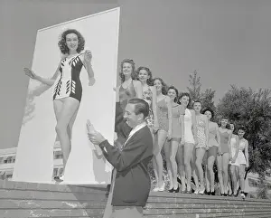 Walt Disney Judging a Parade of Bathing Suited Women