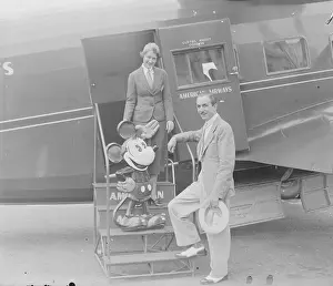 Passenger Airplane Prints: Walt Disney with Mickey Mouse