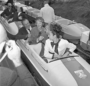 Farah Diba Prints: Walt Disney and Shah of Iran Laughing in Bobsled