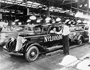Motion Blur Prints: Walter Chrysler Driving Plymouth in Factory