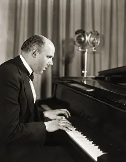 Walter Gieseking Playing Piano Intently