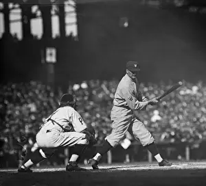 Pitcher Prints: Walter Johnson Shown At Bat;World Series