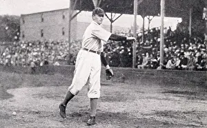 Prints of View of American baseball player Walter Johnson as he warms up during spring training, Norfolk, Virginia, March 1910. (Photo by Transcendental Graphics/Getty Images) MLB Legends Art Prints: Top 10 Greatest Baseball Players of All Time: Walter Johnson Warms Up