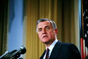 Walter Mondale at Microphones for National Press Club