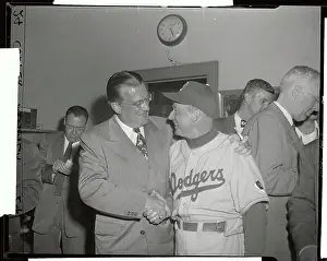 Walter Omalley Prints: Walter O'Malley and Chuck Dressen Shaking Hands