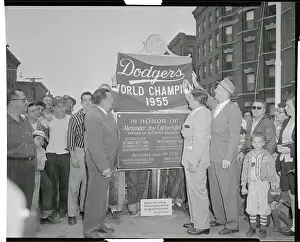 Hoboken Prints: Walter O'Malley and Colleagues Placing a Flag on Monument