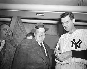 Autographing Prints: Walter O'Malley and Don Larsen