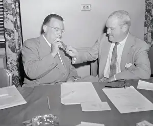 Walter Omalley Prints: Walter O'Malley and Horace Stoneham Sitting Together for Cigarette