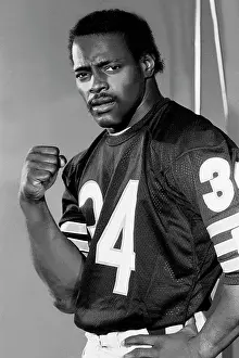 Walter Payton of The Chicago Bears filming the Super Bowl Shuffle at the Bears Training Camp in Lake Forest, Illinois