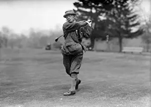 Prints of (Original Caption) 5/7/1914-Long Island, NY: Walter J. Travis shown swinging a golf club at the Invitation Tournament of the Garden City Golf Club. (Photo by © Bettmann/CORBIS/Bettmann Archive) Swing Through History: Walter Travis Shown Swinging Golf Club