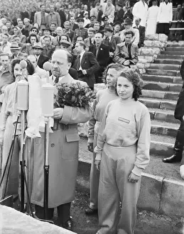 Walter Ulbricht Holding Bouquet of Flowers
