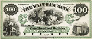 Money Prints: Waltham Bank one hundred dollar Note