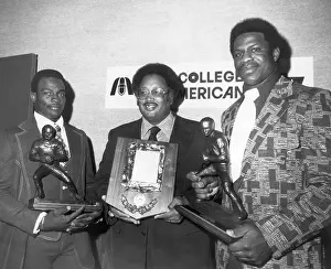 Plaque Prints: Waltor Payton and Other All-Stars with Trophies