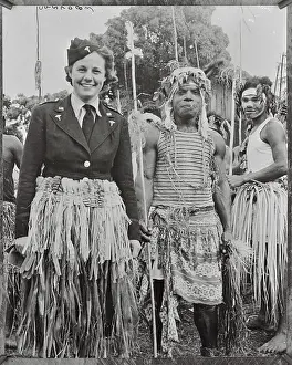 New Caledonia Prints: Wanda Engel Standing with Native Chief