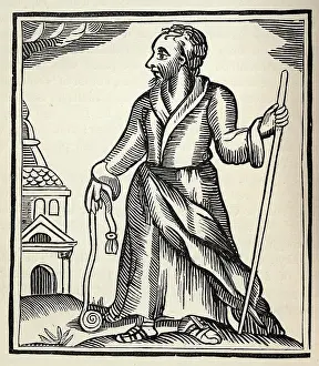 The Wandering Jew, or the Shoemaker of Jerusalem, Vintage woodcut illustration