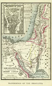 Images Dated 31st March 2015: Wanderings of the Israelites Map Engraving