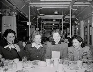 War Brides Having a Meal Together Aboard USS Argentina
