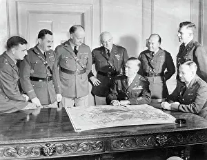 George C Prints: War Generals Discussing Strategic Map
