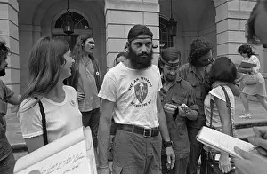 Tallahassee Prints: War Protesters Posing Together Outside Courthouse