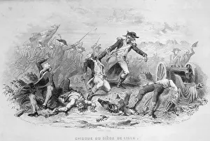 War Scene Between French and Other European Factions